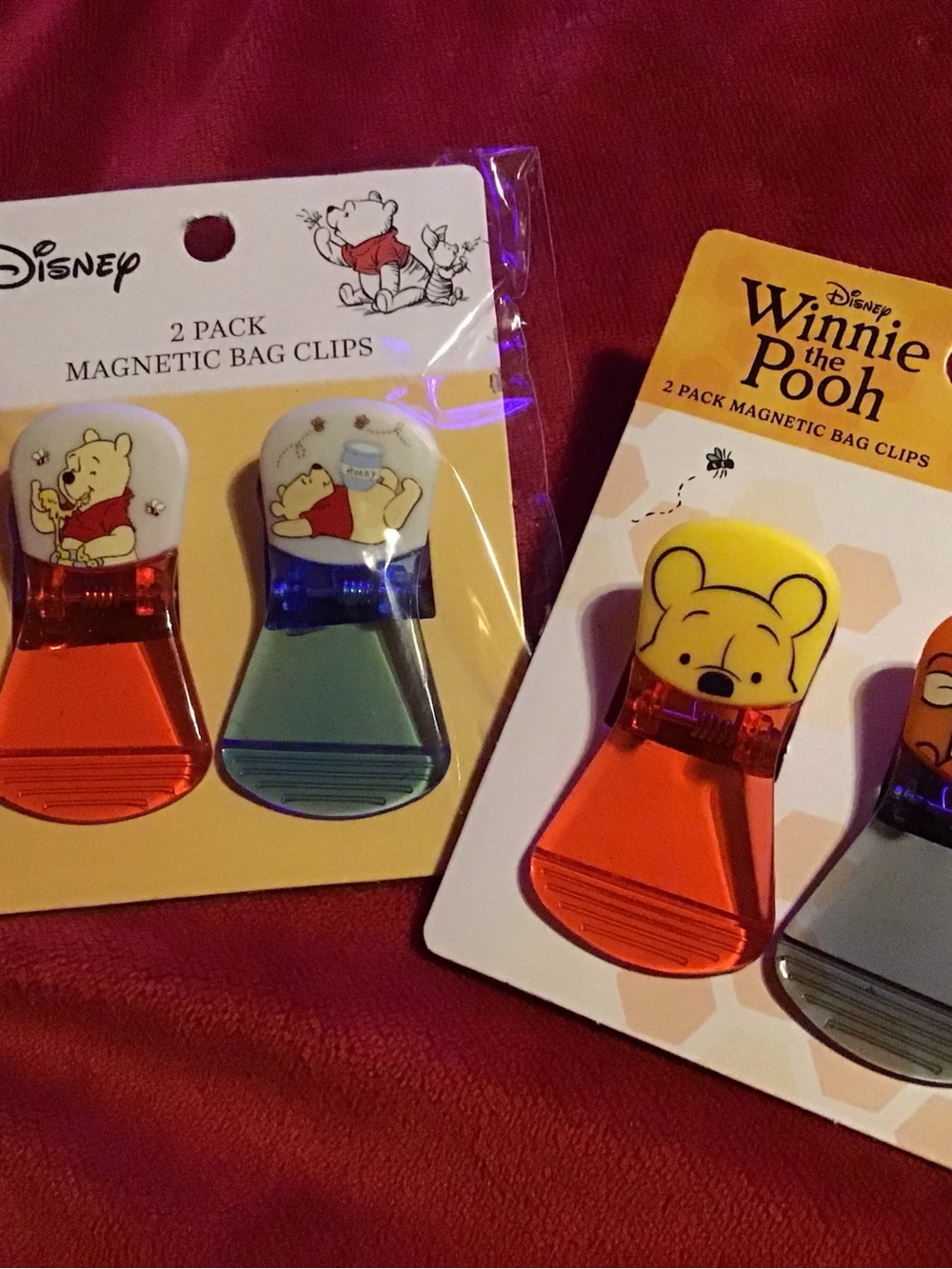Disney Winnie the Pooh Magnetic Bag Clips - Yellow, Orange & Blue